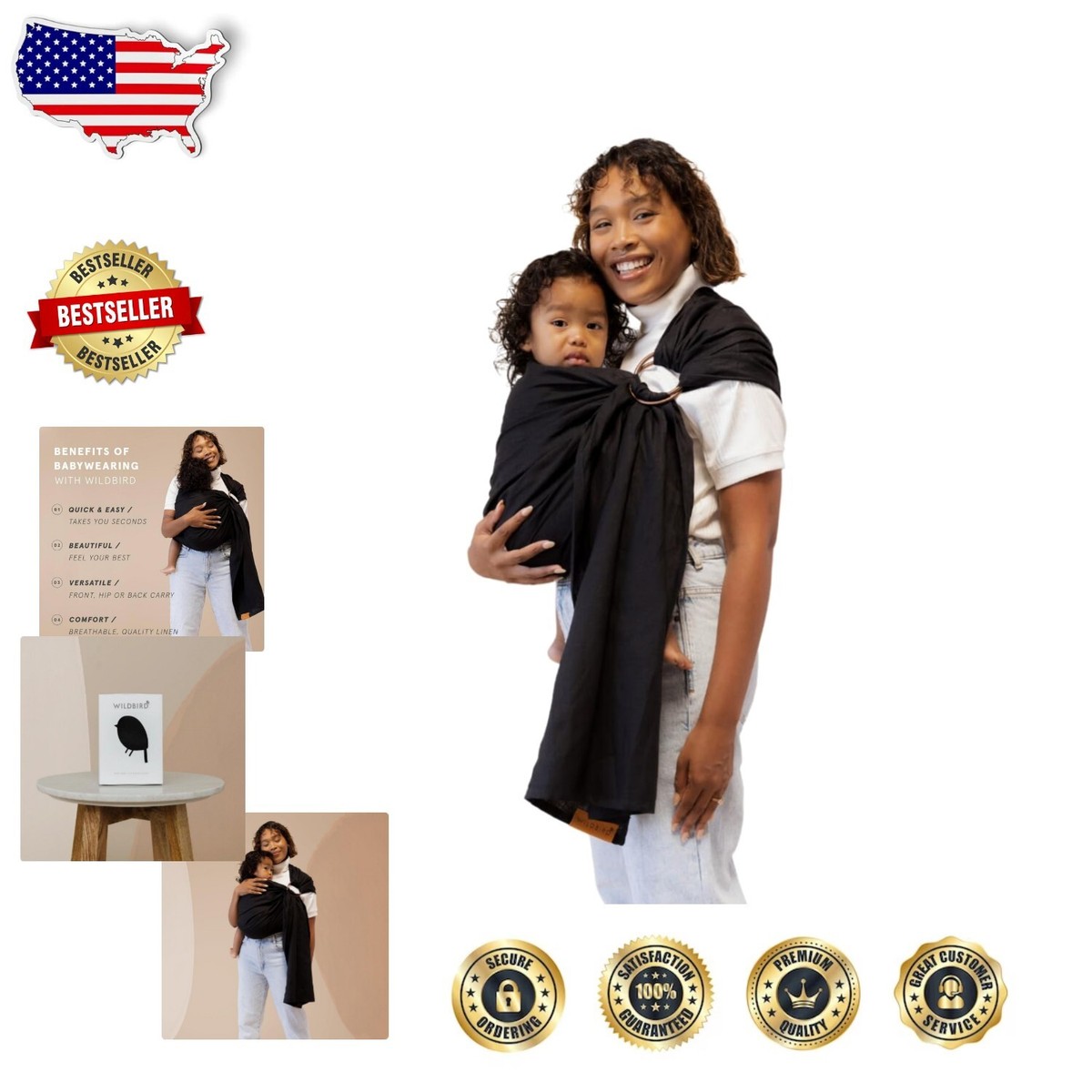 Boba Ring Sling Linen Boba Ring Sling – Linen Bamboo Baby Carrier