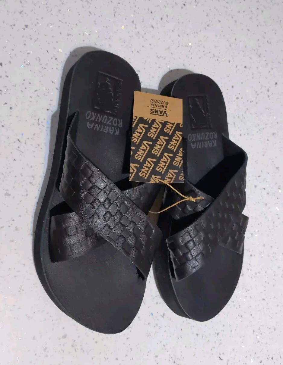 APL Vans Karina Rozunko sandali donna neri con cinturino incrociato mega plateau in pelle UK3 5