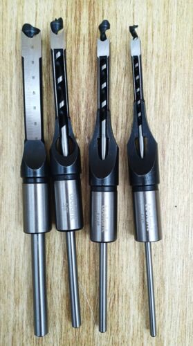 4pcs Square Hole Drill Bit Set - Wood 1/2 1/4 3/8 5/16 in Hollow Mortise Chisel - Picture 2 of 11