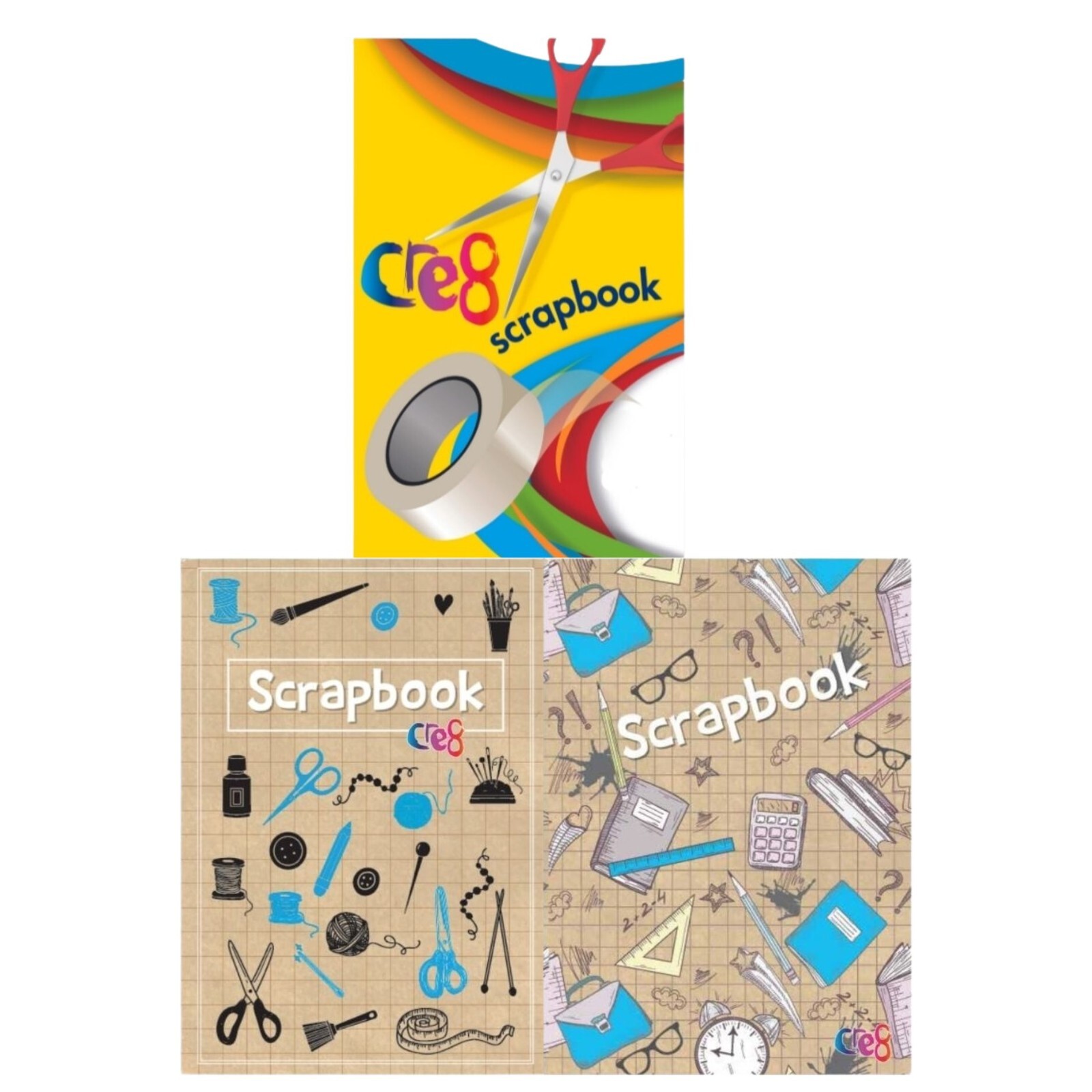 A4 Scrapbooks –Pack of 3 – 28 Sheets of Multicoloured Paper, Staple