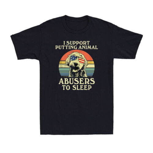 T-shirt męski I Support Putting Animal Abusers To Sleep Vintage Doodle - Zdjęcie 1 z 10