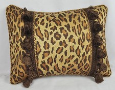 Pillow made w Ralph Lauren Venetian Court Leopard Sateen Fabric cording 16 x 12