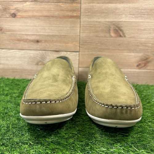 Rockport Warner Loafers Mens 11 Green Suede Leather Drivers Comfort Slip On NEW - Picture 2 of 13