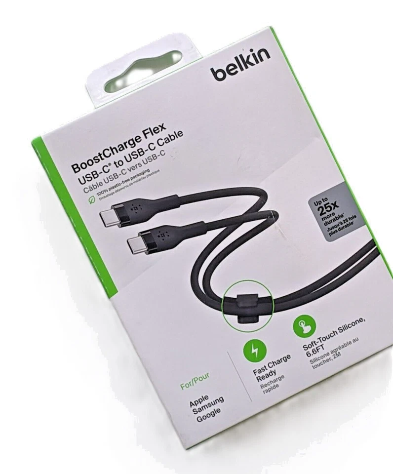 Belkin BOOSTCHARGE Silicone Charging Sync Cable USB-C - USB-C for iPhone Samsung - Image 2 of 2