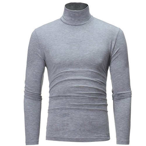 Men Turtleneck Tops Male Slim Fit Solid Color Long Sleeve T Shirts Fashion Men - Picture 5 of 15