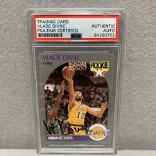 1990-91 Hoops Vlade Divac Rookie RC #154 PSA Certified Authentic Autograph