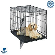 30-Inch Heavy-Duty Metal Dog Crate for Medium Breeds, Adjustable Foldable
