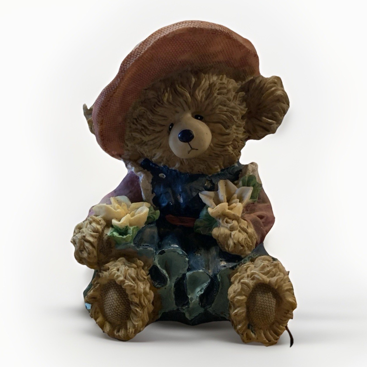Vintage Collectible Teddy Bear  Figurine From Young’s Inc Hand Painted Resin