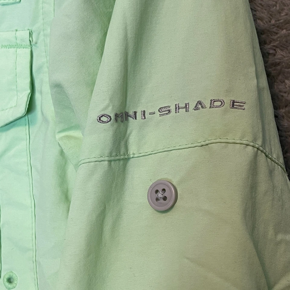 Columbia Kid Youth Vented Roll Tab PFG Omni Shade Fishing Shirt XXS Light Green - Image 4 of 4
