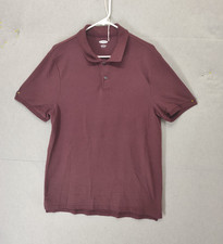 Old Navy Men Polos Large Red Polyester Blend Short Sleeve Regular Fit Shirt