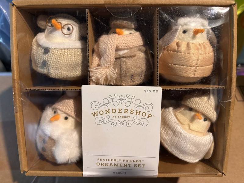 Target NEW Featherly Friends Neutral Christmas Ornaments 2024 Box Of 6