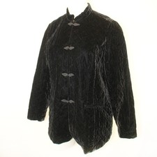 Coldwater Creek quilted velvet black oriental goth jacket XL 1X pockets