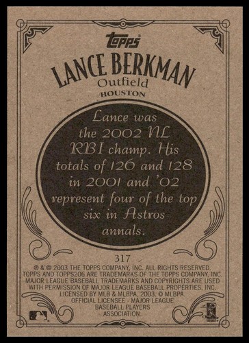 2002 Topps 206 #317 Lance Berkman Houston Astros - Bild 2 von 2