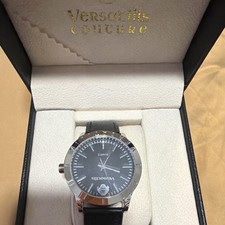 Versatilis couture Men's Quartz Black Dial Leather Band Silver Cas