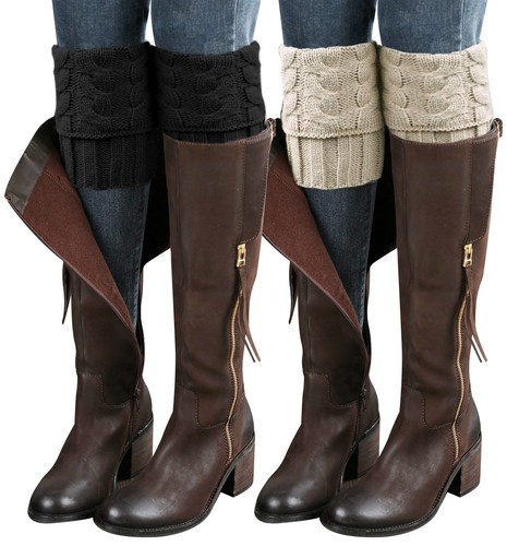 Womens Boot Socks Winter Warm Crochet Knitted Cuffs Topper Short Leg Warmers
