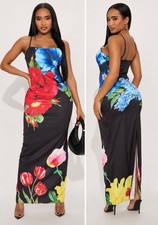 Satin Floral Maxi Dress