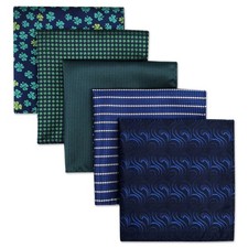 SHLAX WING 5 Pieces Assorted Mens Silk Pocket Square Handkerchiefs Set Lot 40