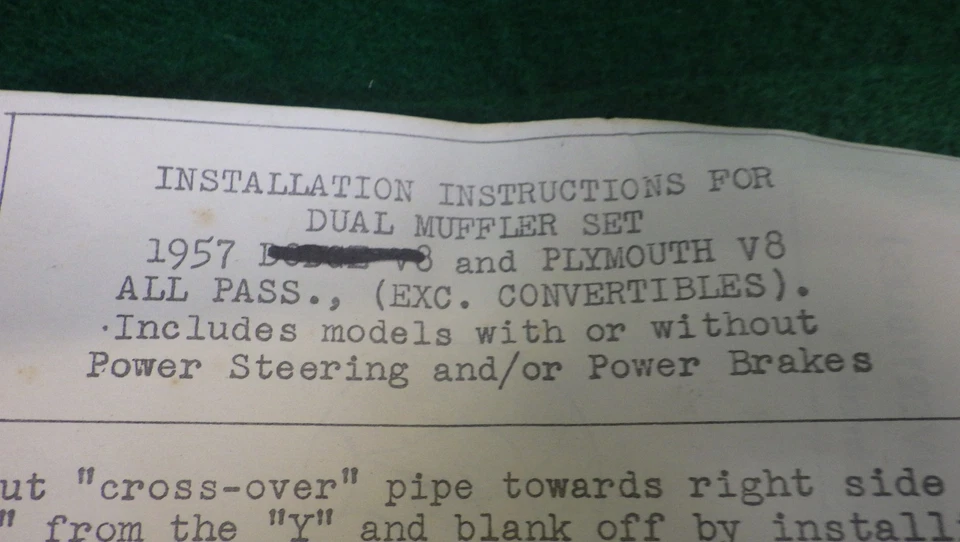 NOS Vintage Fenton/Hollywood Dual Exhaust Hardware Kit 1957 Dodge/Plymouth V8 - Image 4 of 4