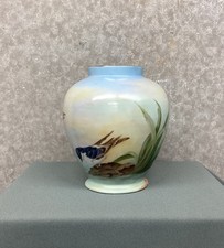 Reg Carol Hand Painted Bird Urn/Vase with Lid