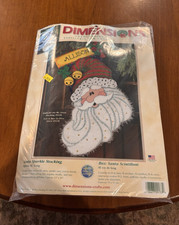 Dimensions Santa Sparkle 16" Needlepoint Stocking Kit 9128 w/ Canvas Needle