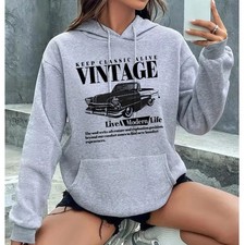Vintage Car Retro "Keep Classic Alive" Girls Hoodies Women's Casual Graphic...
