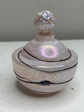 Vintage Silvestri Iridescent Pink Swirl Blown Glass Perfume Bottle