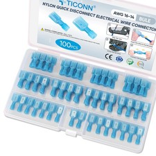100 Pcs Nylon Spade Quick Disconnect Connectors Kit, Electrical Insulated Ter...