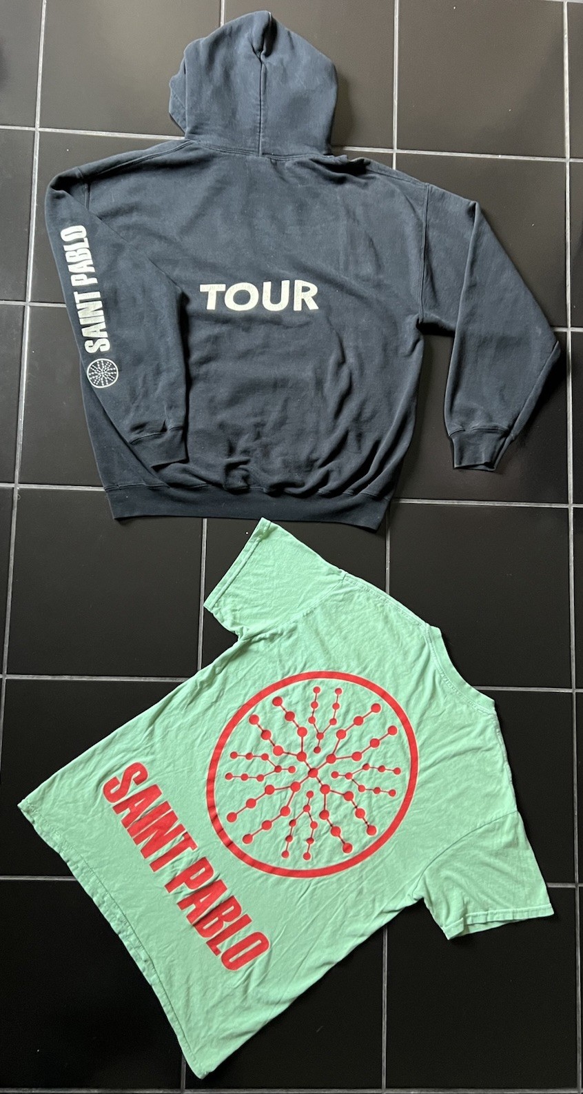 KANYE WEST 2016 Saint Pablo Tour Merch Black Hoodie L + Green T-Shirt M Yeezy thumbnail 2