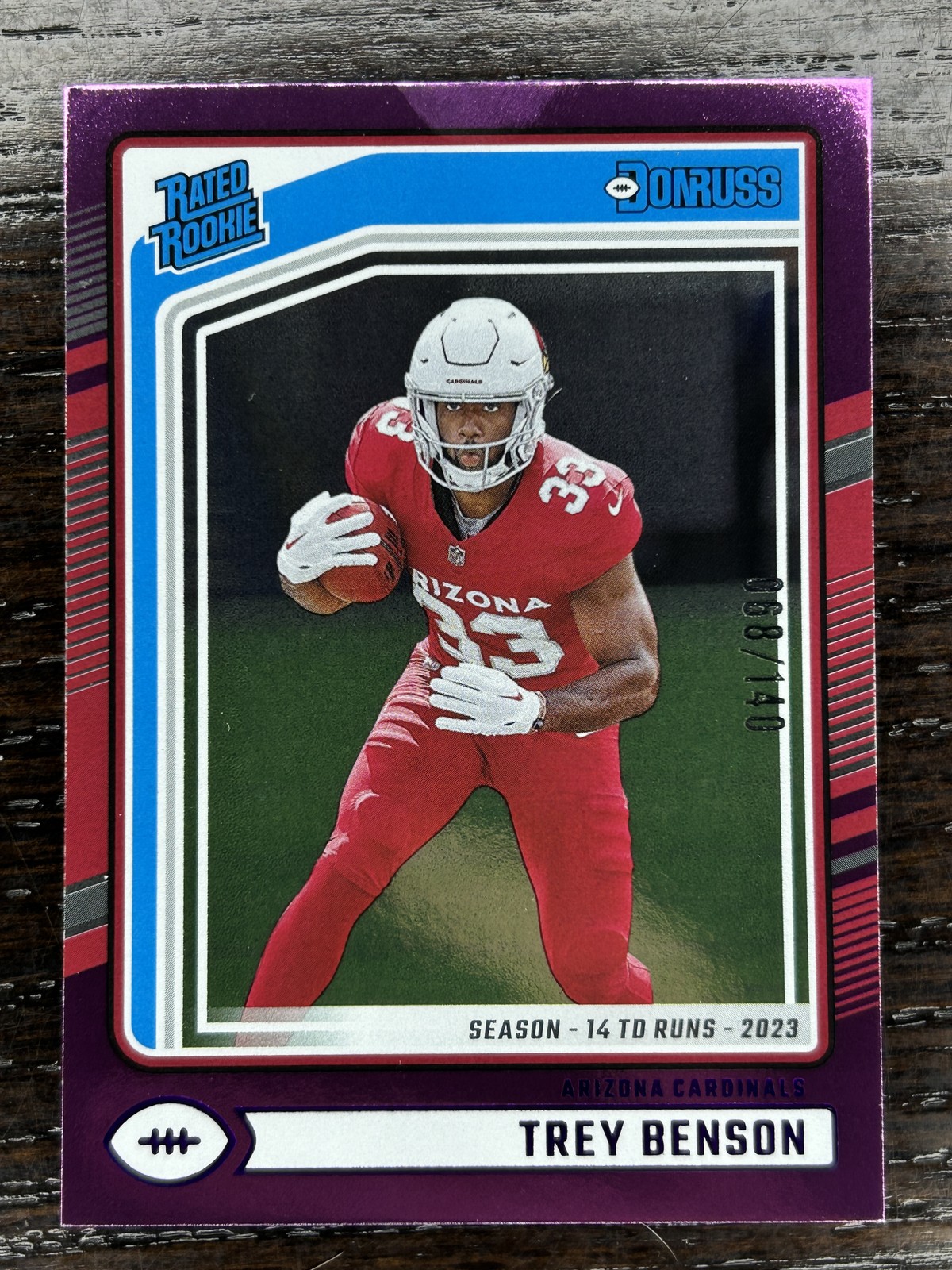 Trey Benson 2024 Donruss Season Stat Line Rookie! 68/140
