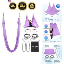 Aerial Yoga Hammock Silk Swing Trapeze Flexibility Balance Strength 5.5 Yards