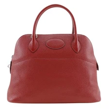 HERMES Bolide31 Handbag Rouge Garance Red/Silver Hardware Taurillon Clemen...