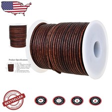 Versatile 2mm Leather String 65ft - Antique Brown, Waterproof, Jewelry Crafts