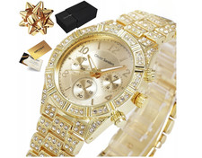 Damen Armbanduhr 585 Gold Uhr Mit Kristallen Luxus Goldarmband Elegant