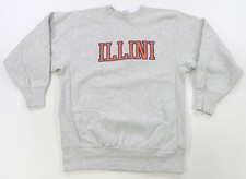 Rare VTG CHAMPION Illinois Fighting Illini Reverse Weave Sweatshirt 90s Gray 2XL