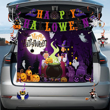Halloween Trunk or Treat Car Decorations Kit for SUV, Witch Ghost