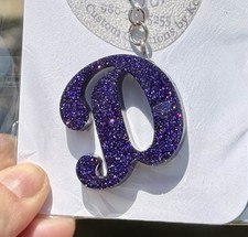   Dark Purple Glitter Letter Keychains; Available In All Colors 