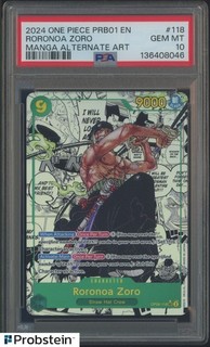 2024 One Piece PRB01 EN Manga Alternate Art #118 Roronoa Zoro PSA 10 GEM MINT