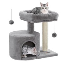 Feandrea Cat Tree Tower with Sisal Scratching Post, Cat Condo with Padded Per...