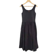 Quince Women Cotton Mixed Media Tank Dress Black M