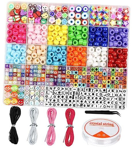 Bracelet Making Kit with Pony Beads and Polymer Clay Beads for DIY Jewelry-image