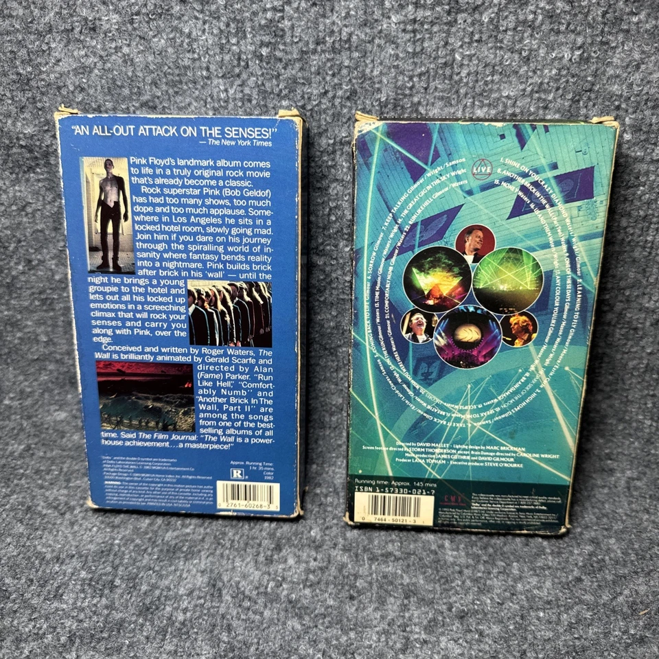 Pink Floyd VHS Tapes Pulse And The Wall Movie Lot VHS Tapes Foto 2 de 4