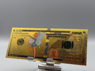 100 Dollar Souvenirschein USA goldfarben  Fee/Tinkerbell Fantasy Plastik