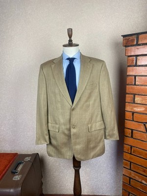 Mario Barutti Beige Wool Silk Linen Herringbone Blazer Jacket 44 S, EU 54 S