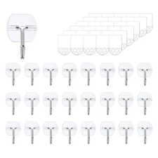 25 Small Wall Hooks for Hanging with 30 Removable Strips Clear Hanger Hooks D...