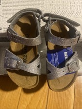 NEW Girl's Sandals Birkenstock Rio Sandal Silver Sparkle US K 7 / 25
