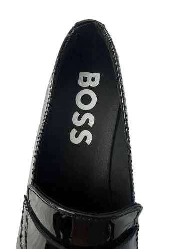NOVO Hugo Boss Colby Couro Patente Preto Smoking Sapatos Mocassim Formal 10 M RARO - Imagem 4 de 4