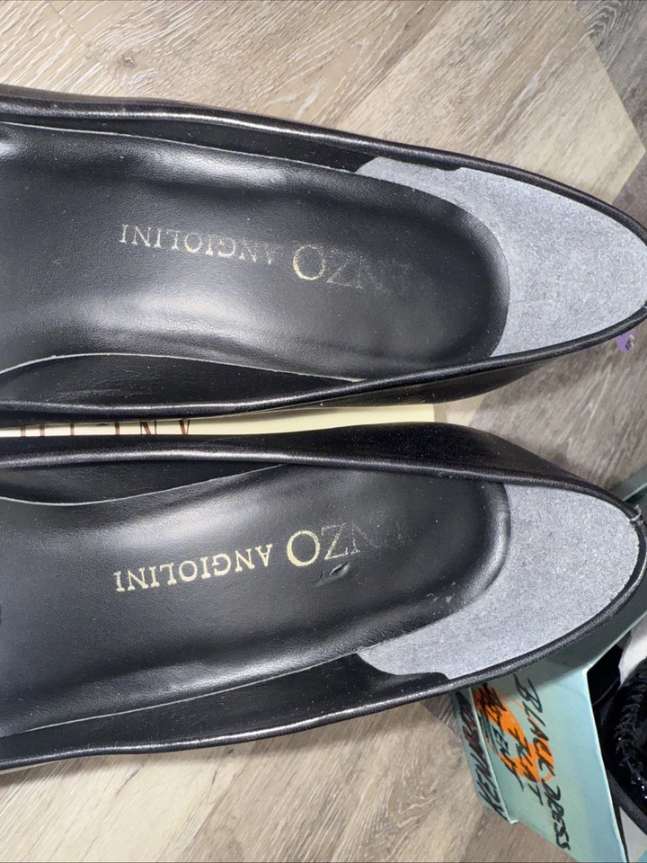 Enzo Angiolini Negro Sólido Talla 9.5M Cuero Bloque Tacón Punta Cerrada Foto 4 de 4