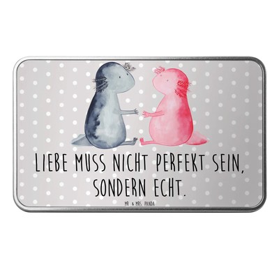 Metalldose rechteckig Axolotl Liebe - Geschenk verliebt Paar Lurch Keksdose