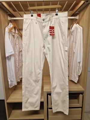 Brandneu mit Etikett Esprit gerade Herrenjeans creme Carpenter Workwear Utility W38 L32 £89,99