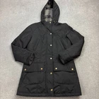 Barbour Jacket Womens Medium Black Beadnell Hunting Country Field Hood Coat Lady